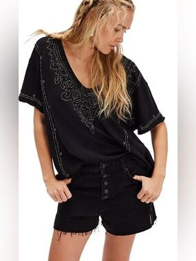 Free People Billie Jo Tee in Black